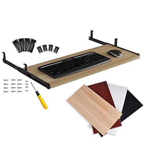 Bandeja Deslizante para Teclado - para Instalar Debajo del Escritorio - con guías deslizantes de 36 cm - Plataforma extraíble para Teclado y ratón - Estante de Almacenamiento para Material de oficin