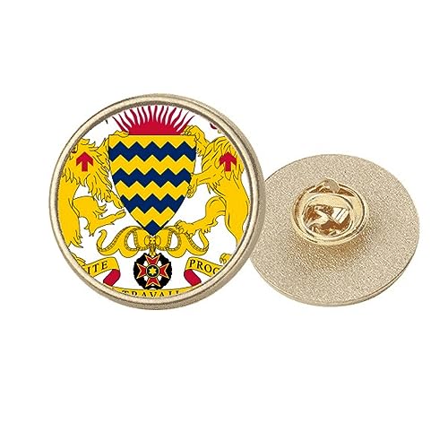Broche Tchad en métal doré de taille M | Badge rond élégant