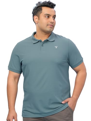 Image of TECHNOSPORT Men's Solid Slim Fit Polo Collar T-Shirt MATPIQ Half Sleeve Button Polyester for Gym Golf Casual Anti Odour UPF50+