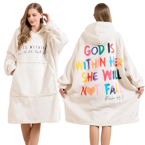 Sulayesh Christian Wearable Blanket Hoodie Gifts for Women Men God Is Within Her Bible...