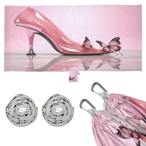 SDMKA High Heels & Butterflies Camping Hammock, 330 lbs with 2 Tree Straps, Carry Bag, Single Portable Hammock for Outdoor/Indoor, Hiking, Beach, Backpacking, Travel