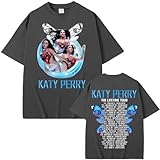 Katy Tour Perry Merch Kurzarm T Shirt Modisches Und Lässiges Kurzarm Sweatshirt Für Herren Und Damen Sommer Baumwoll T Shirt Mit Rundhalsausschnitt-Grey||l