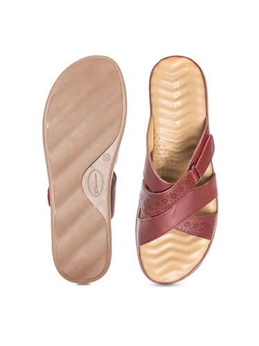 Image of Khadim's Softouch Leather Platform Heel Slip On Sandal for Women | 1.5 Inch Low Heel | Suitable for Daily Use