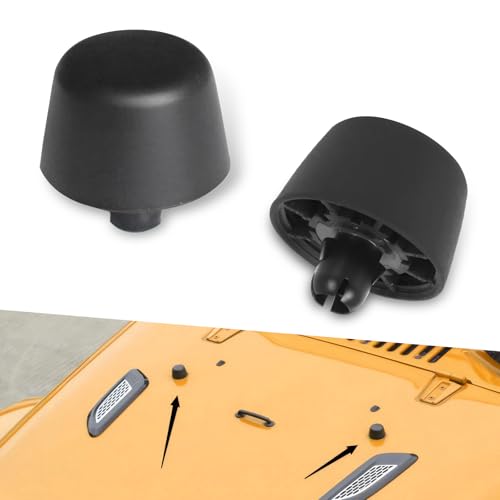 waswale 2 PCS Car Hood Front Stopper, Hood Stop Support Bumper Rubber Pier, Replaces OEM Part Number 55395650AD Repair Modification Accessories, Compatible with Jeep Wrangler JK 2007-2017 (Black)