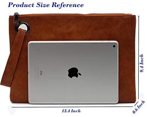 Image of Amaze Women's Oversized Envelope Clutch Purse, Large PU Leather Evening Bag with Wristlet Strap for Wedding & Party