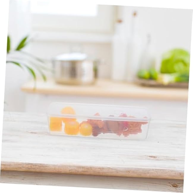 Airtight Long Narrow Food Storage Box for Scallions Cilantro Green Onions and Noodles Plastic Kitchen Pantry Organizer for Refrigerator Door and Space Saving