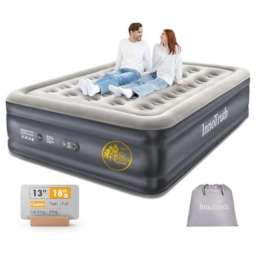 InnoTruth Air Mattress Queen with Built in Pump, Inflatable Mattress Blow up Mattress, Family Choice Award Winner, 18" Colchones Inflables Foldable Air Bed for Guest & Home, Ideal for Camping, 650lbs