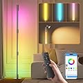 Nisocy RGBWIC LED Corner Floor Lamp – Smart Ambient Light with Bluetooth App & Remote Control, Music Sync, Color Changing, Mood Lighting for Bedroom, Living Room, Gaming Setup, Home Decor