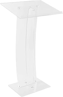 Clear Acrylic Podium 43.31 Inch with Storage for Church Campus Office Public Speaking