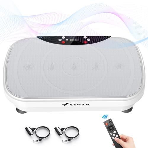 MERACH Vibration Plate Exercise Machine, Vibration Plate for Lymphatic Drainage Weight Loss, Vibrating Plate Exercise Machine with Bluetooth and LED Display, Workout Equipment for Women Men Home