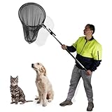 Animal Catcher Net, Dog Catching Net, Animal Catch Pole Tools for Poultry, Chicken, Feral Cat, Duck, Goose, Bird, Skunk, Bat, Fox, Raccoon, Guinea Fowl, Pigeon,Tuna and Small Animals