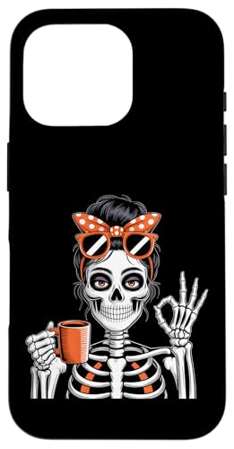 コーヒー豆 スケルトン 面白い ハロウィン コーヒー好き スマホケース iPhone 16 Pro 用
