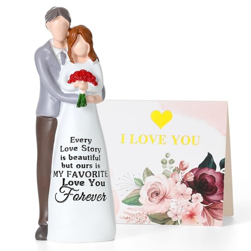 Eaprala Romantic Gifts Couple Figurines, Hand Painted Sweet Loving Together Couple Sculpture Statue for Beautiful Moment, Best Gifts for Valentine's Day Anniversary Weddings Birthday.White