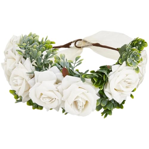 GORGECRAFT Hunde Blumenhalsband Hochzeit Weißes Blumen Stirnband Verstellbare Blumenkrone Kleidung Kranz Schleife Für Weibliche Frauen Haustiere Katzen Hundekostüme Valentinstag Party Festivals Foto R