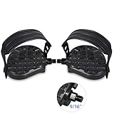 DRBIKE Exercise Bike Pedals with Strips Stationary Recumbent Bike Pedals 9/16' for Indoor Exercycle Bike, Spin Bike, Toe Cages 1 Pair
