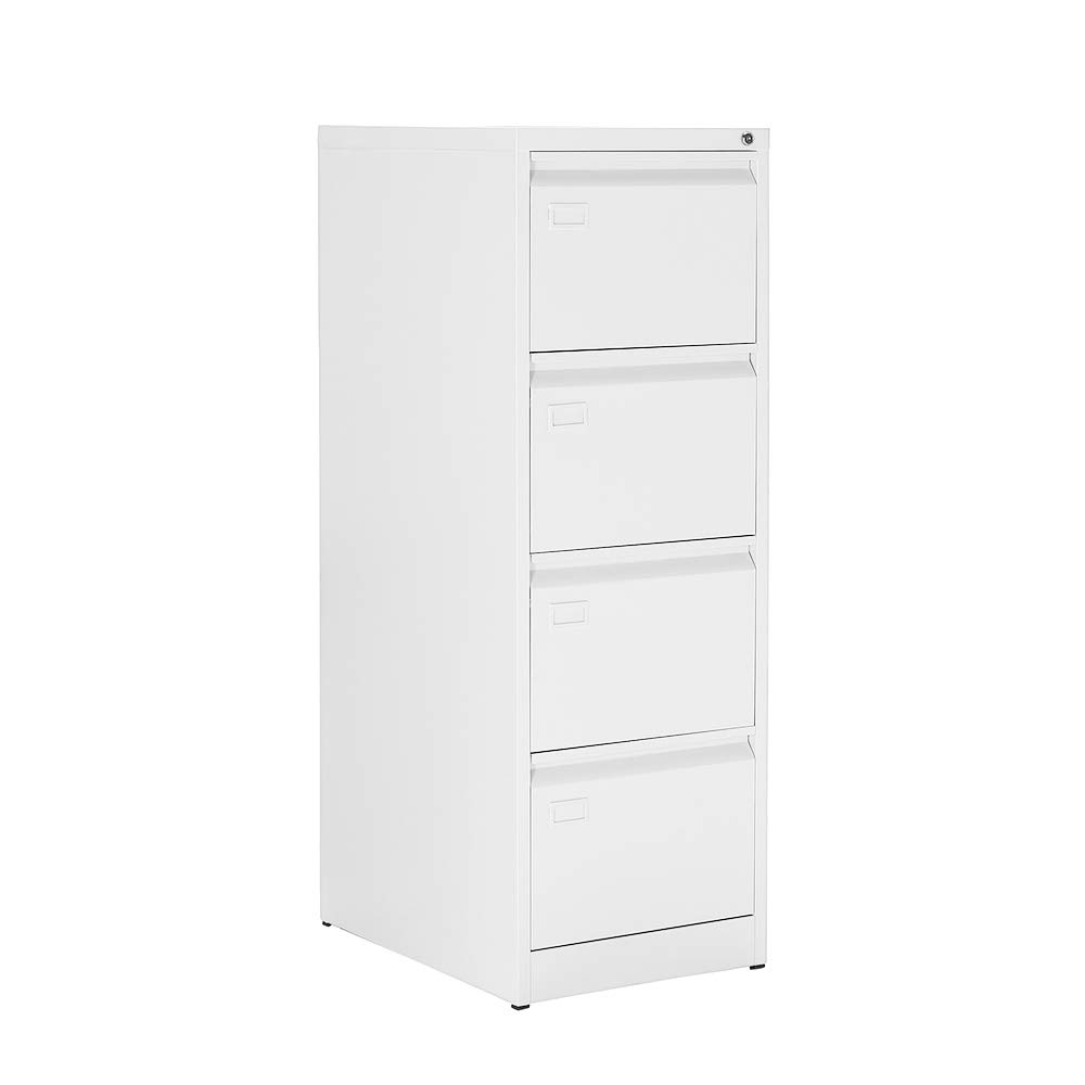OFITURIA ® Archivador Metálico Tipo Bisley Organizativo De Oficina Blanco Con 4 Cajones para Carpetas DIN A4 Y Folio, Documentos Con Llave, 132 X 46 X 62 (1 Unidad, Blanco 4 Cajones)