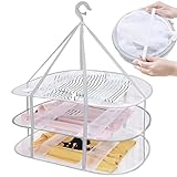 Caliee 3Tier Hanging Sweater Drying Rack Flat Mesh Foldable Clothes Drying Rack Large Capacity Windproof Laundry Drying Rack for Indoor Outdoor