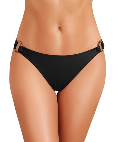 Zmart Women O Ring Bikini Bottoms Full Coverage Swimsuit Bottom Low Waist Low Rise Bathing Suit