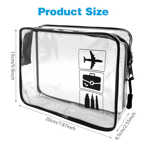 Skythrive 2 Stück Kulturbeutel Transparent Flugzeug PVC Kosmetiktasche für Männer Frauen Kinder Familie - Flughafen-konforme Tasche - Handgepäck-Reisezubehör, Schwarz