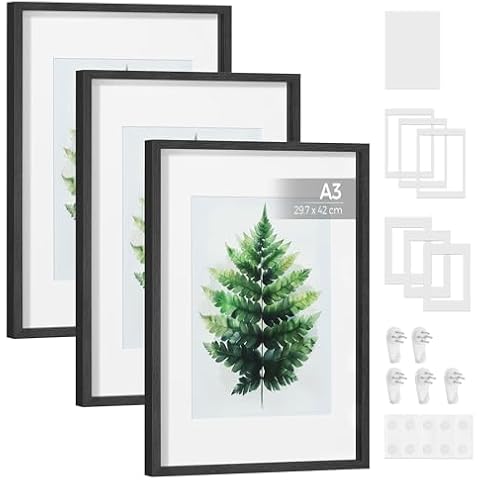 SONGMICS Set of 3 Ash Black Frames Cover