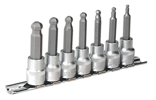 Sealey Ak621 Hex Ball-End Socket Bit Set 7Pc Metric 3/8Sq Drive 62Mm