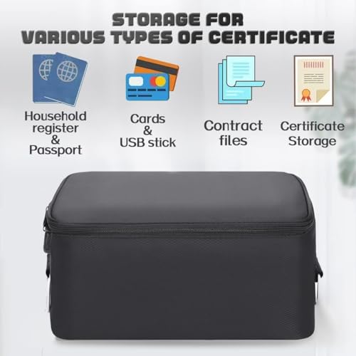 Image of Handcuffs Document Organizer Bag with Lock | Travel Document File Storage Bag with Card Slots, Large Folder Layer & Combination Lock | Secure Bag for Home, Office, Travel (Black)