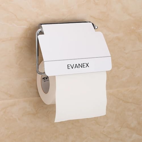 Image of EVANEX Toilet Tissue Paper Roll Holder with Cover, 304 Stainless Steel Toilet Paper Stand, Tissue Paper Roll Holder for Bathroom, Bathroom Accessories Organiser (Vento)