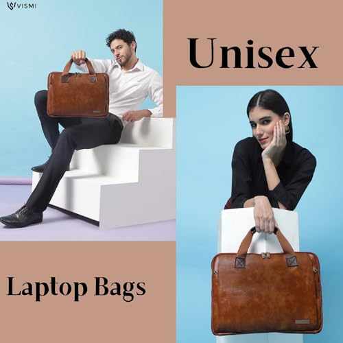 Image of VISMIINTREND Laptop Briefcase Messenger Shoulder Office Hand Bags for Men Women | Fits 13 inch /14 inch /15.6 Inch Laptops, Macbook | Vegan Leather | Corporate Gifts | Gift for Husband /Brother /Father