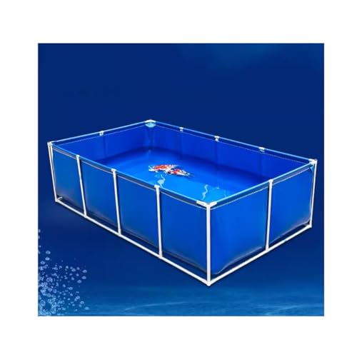 Piscina familiar al aire libre con tapón de drenaje, marco de metal, piscina rectangular para juegos acuáticos y fiestas en el patio trasero, azul, 150 x 100 x 80 cm, perfecta para niños y adultos