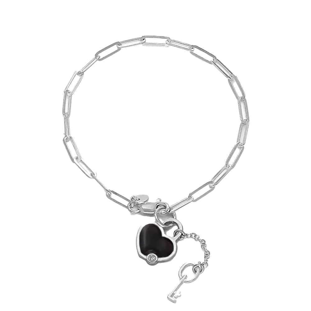 OAK LUNA - Personalized Heart On Lock Enamel Necklace Bracelet Earrings with Diamonds - Dainty Gift for Her