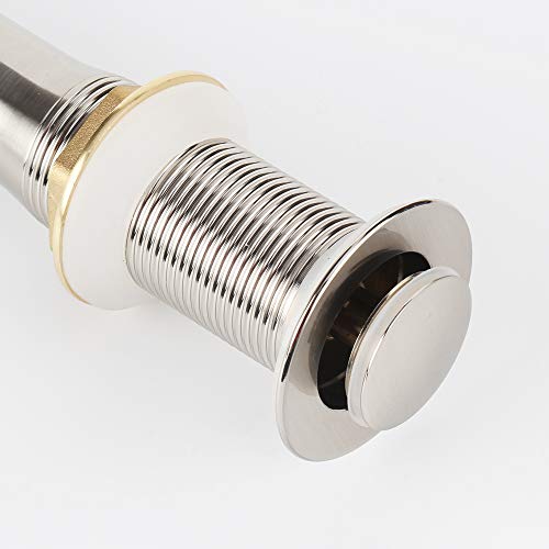 Bathroom Faucet Vessel Pop Up Sink Drain with Detachable Basket Stopper, Brushed Nickel Without Overflow - Thumbnail 3