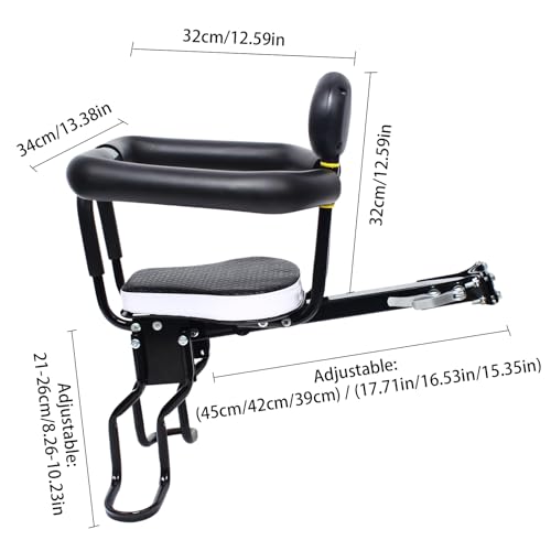 ROMYIX 40kg Child Bike Seat kids Bicycle Front Mount Safe Seat Front Mountain Bike Seat Kid Protect Chair with Handrail Pedal (Balck) - Image 6