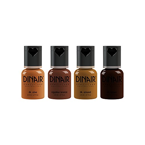 Dinair Airbrush Makeup Foundation | 4Pc Camouflage Neutralizer Set | Dark Shades | Covers Scars, Acne, Tattoos, Under Eye Circles, Sun Spots, Vitiligo #TOP28