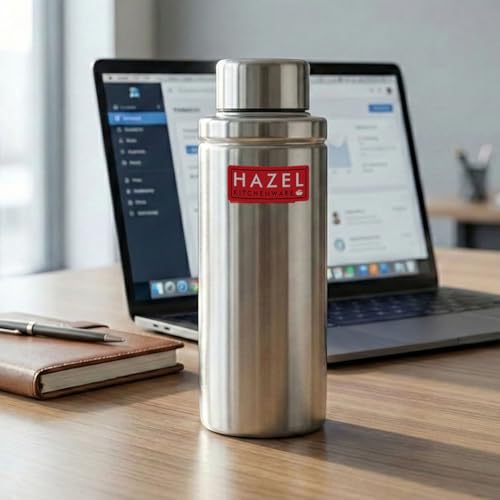 Image of HAZEL Stainless Steel Water Bottle, 700ml | Single Wall Fridge Bottle | Leak-Proof & Lightweight Metal Flask for Office, School, and Gym
