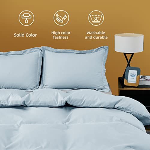 Bbangd Full Duvet Covers - Ultra Soft And Breathable Bedding Comforter Sets Washed Microfiber 3 Pieces With Zipper Closure Duvet Cover And 2 Pillow Shams (Sky Blue) #TOP4