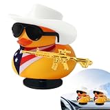 Rubber Duck Car Ornaments with Cowboy Hat, Gun, Bandana & Sunglasses, Funny Novelty Rubber Ducks Dashboard Decorations, Cool Car Accessories for Jeep & Cars, Rubber Duck Gifts