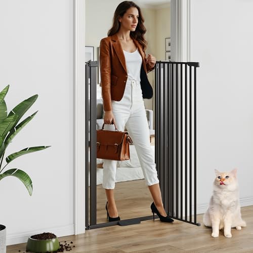 Semiocthome Black Extra Tall Pet Gate 130cm Height Safety Gates for Dogs and Cats Pressure Fit 78-90cm Wide 90Two Way Open Auto Close Tall Stair Gate Metal Walk Thru Gates for Doorway Bedroom