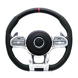 Steering Wheel with Airbag, Leather Steering Wheels Compatible with Mercedes Benz A-B-C-S-E-Class AMG W205 C63 W211 W213 E63 G63 GLS63S GLA45 A45 2002-2025, Black/Customized Color