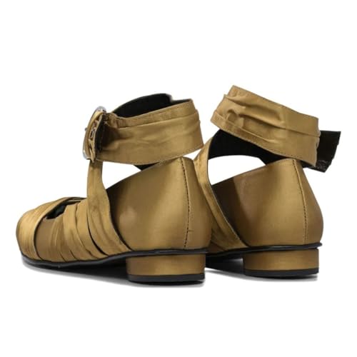 FYS Women's Vintage Square Toe Ballet Flats Lace up Ankle Strap Pumps Fashion Comfortable Daily Outfit Shoes Size 4-16 US4