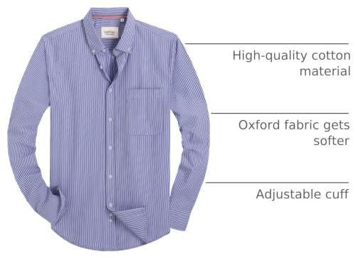 Image of Alimens & Gentle Mens Solid Oxford Shirt Long Sleeve Dress Shirt Work Casual Button Down Shirts with Pocket
