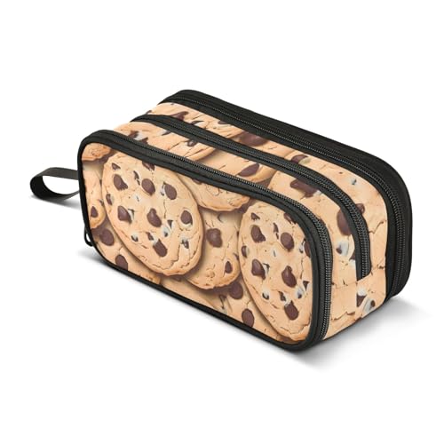 Image of Bolaz Chocolate Chip Cookies Pencil Case Large Capacity Pen Bag with Compartment Students Stationery Organizer Pencil Pouch Marker Case for School Office Work