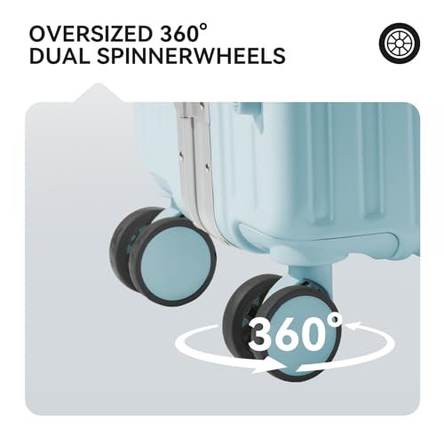 Expandable hard shell luggage with universal wheels and upgraded accessories (Blue, 26 IN)4