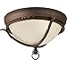 Progress P3837-102 Two-Light Close-To-Ceiling Fixture, Roasted Java Finish with Etched Melon Glass