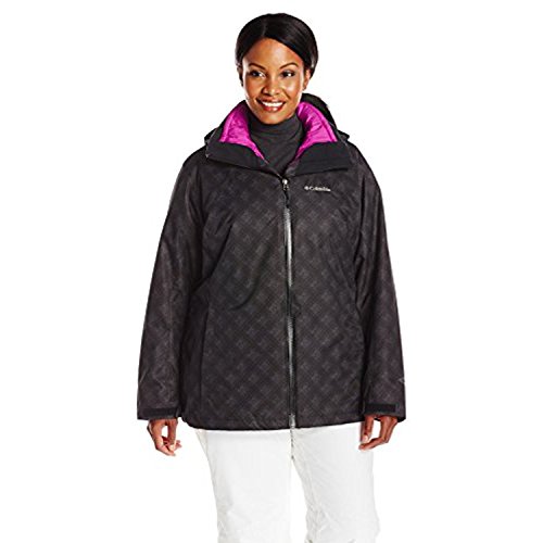Columbia Sportswear Women's Plus Whirlibird Interchange Jacket, Black Plaid/Bright Plum, 1X
