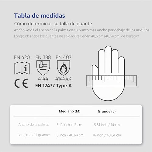 Guantes soldados de cuero contra quemaduras de fuego en horno y estufa 7