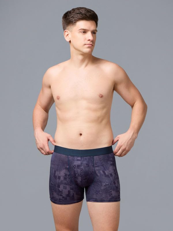 Image of TECHNOSPORT Men's Colorblock Trunks Underwear with ElastoLITE 4 Way Stretch Lightweight Breathable Moisture Wicking Soft Anti Odour Anti Microbial Comfort Fit Boxer Briefs Innerwear for Men