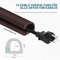 Kabelkanal selbstklebend Kabelbrücke Boden halbrund Kabelkanäle flexibel Kabelschacht flach Kabelabdeckung für Kabel Verstecken und Kabelschutz (Braun, 7mm×14mm×3m) – Ansicht 4