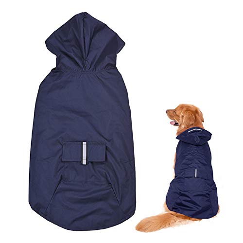 Cão de estimação capa de chuva impermeável roupa reflexiva casaco de chuva para grandes cães dourado