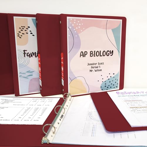 Image of BAZIC 1 /2 inch Burgundy 3-Ring View Binder w / 2-Pockets | round rings, 1 /2 in Burgundy view 3-ring binder, 2 inside pockets, holds up to 100 sheets, Durable poly cover, 2 Pockets