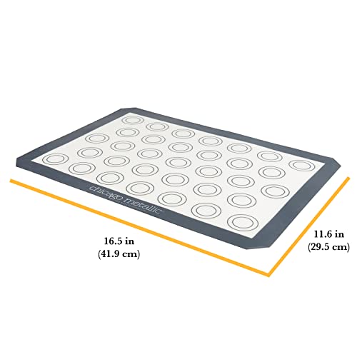 Chicago Metallic Silicone Pastry Mat With Measurements,, Baking Mat With Cookie Marks Gray 16.5X11.5 Inch #TOP2